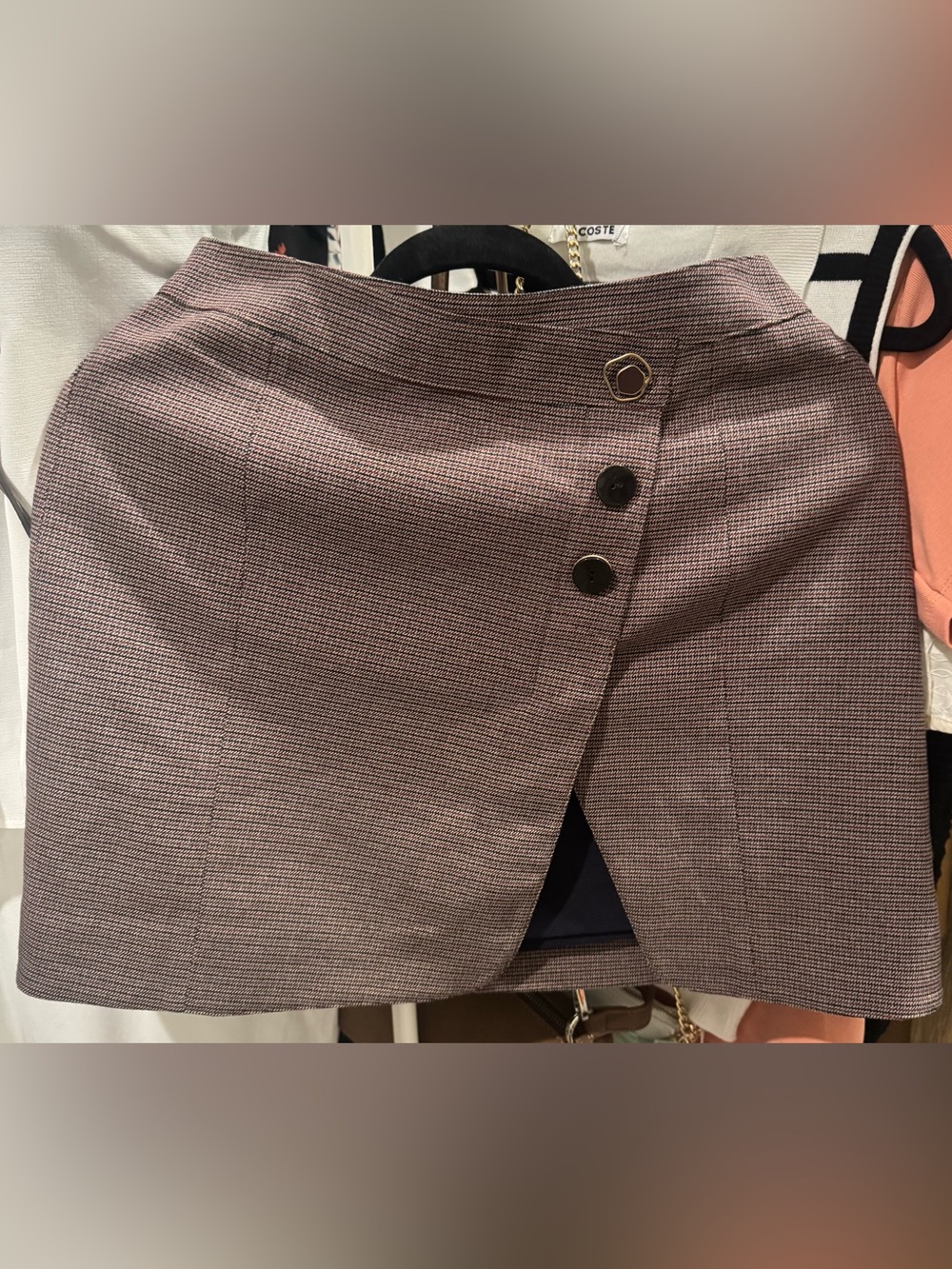Woven Mini Skirt with Button Design Front